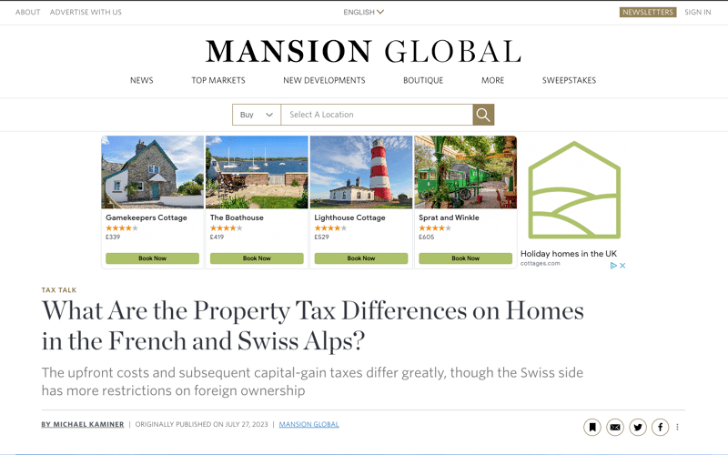 Manion Global - What Are the Property Tax Differences on Homes in the French and Swiss Alps?